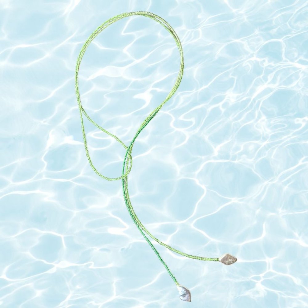 SAMI - Lime and Pearl Lariat Necklace